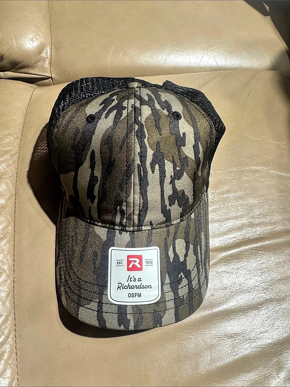 Richardson 112 Trucker Camo Hat in Green & Black
